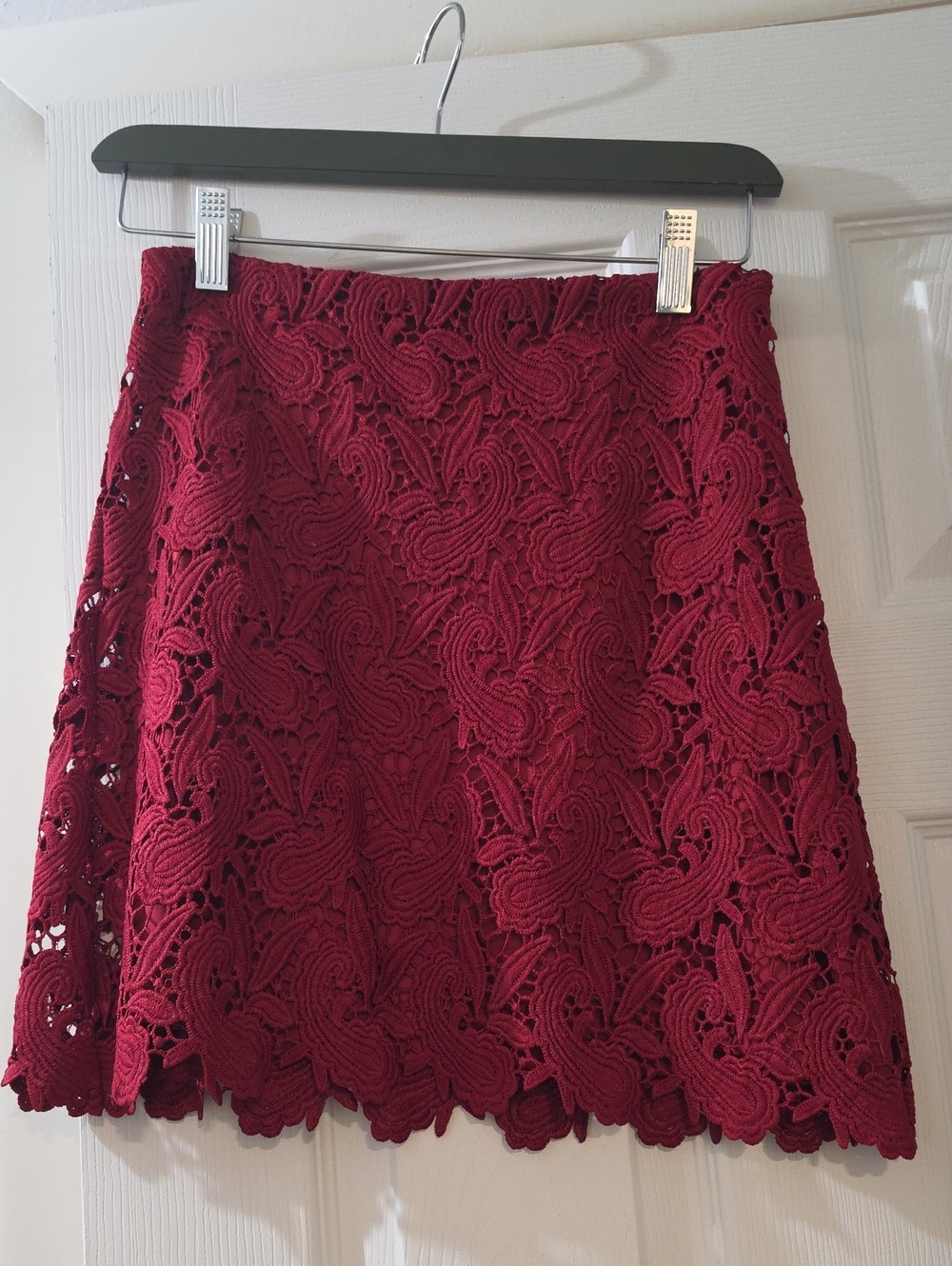 Express Burgundy Lace A-Line Skirt